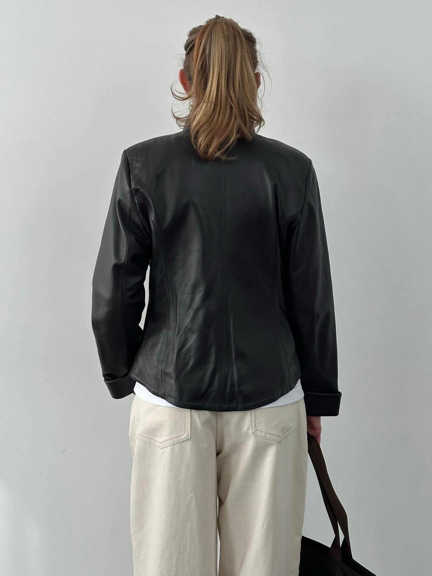 Vintage 1990s High Neck Leather Jacket - M/L