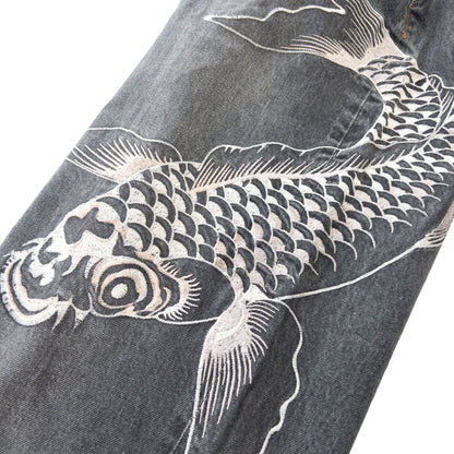 Vintage Koi Fish Japanese Denim Jeans Size W34