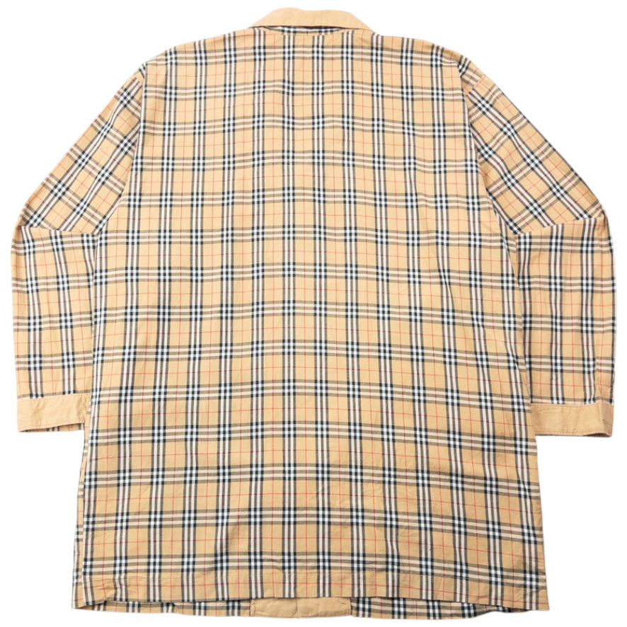Vintage 90s Burberry Nova Check Long Sleeve Button Up Pyjama Shirt Size L | Large, Red