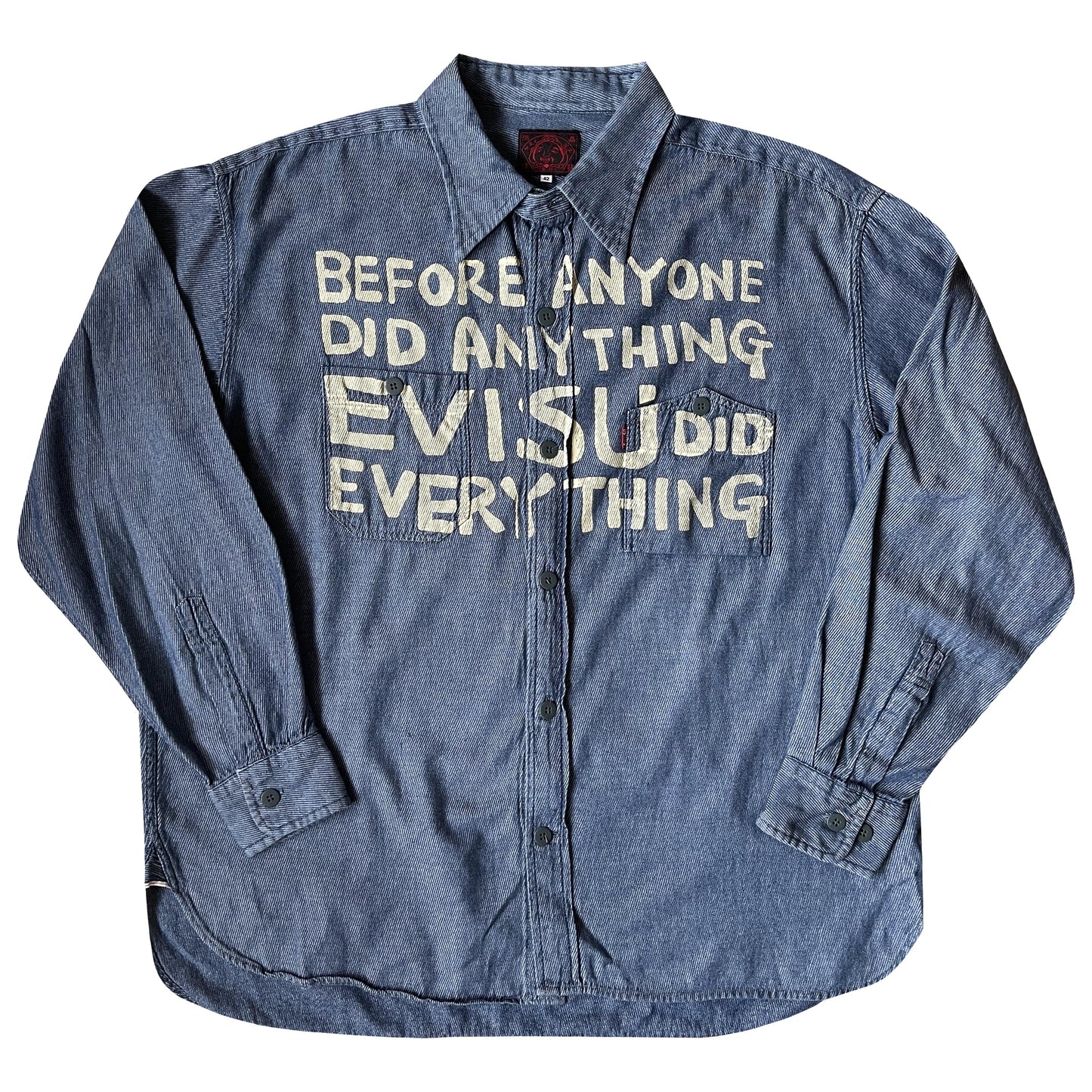 Evisu Script Denim Long Sleeve Shirt - L