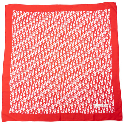 Vintage 90s Dior Monogram Pixel Silk Scarf | O/S, Red