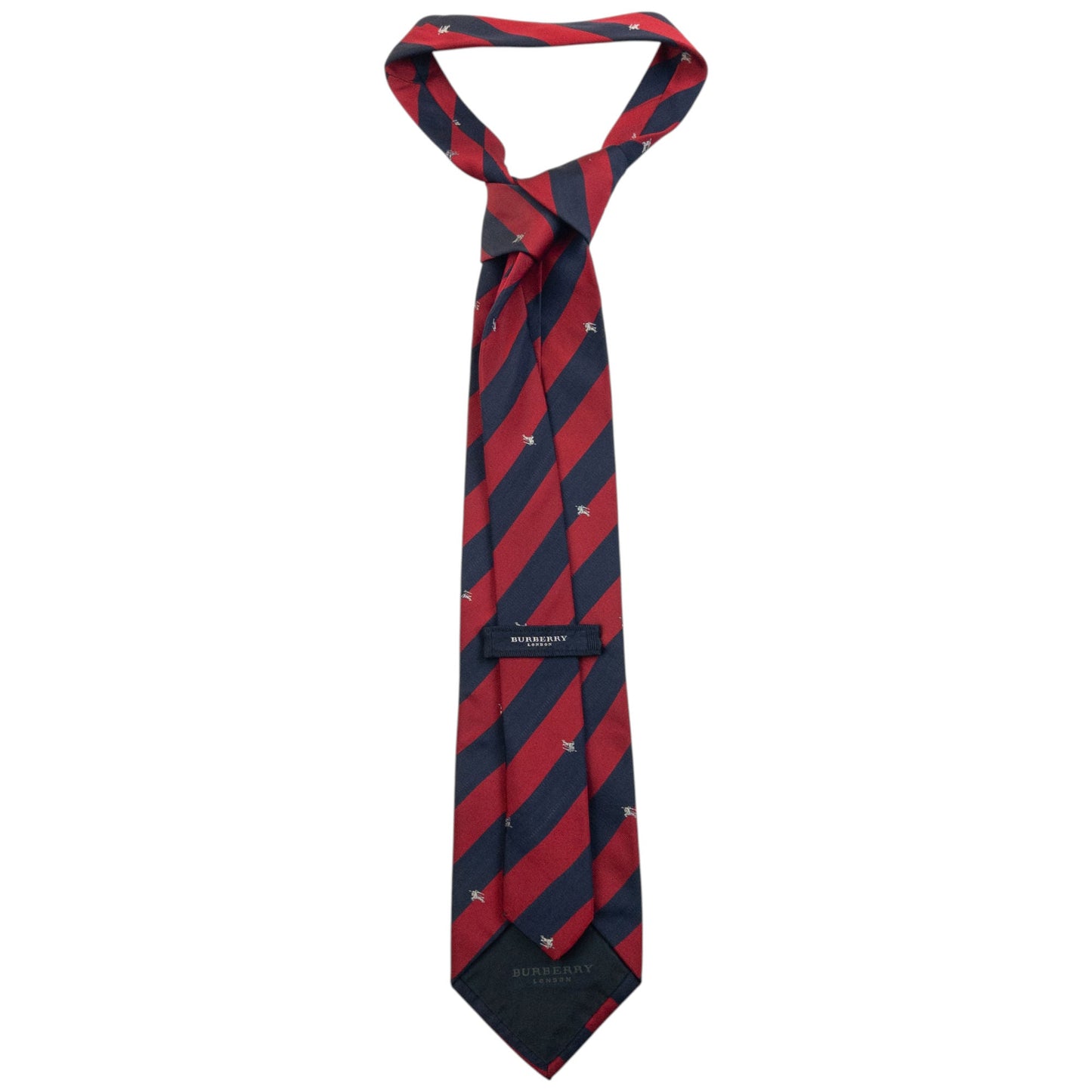 Vintage 2000s Burberry Striped Monogram Silk Tie | O/S, Navy
