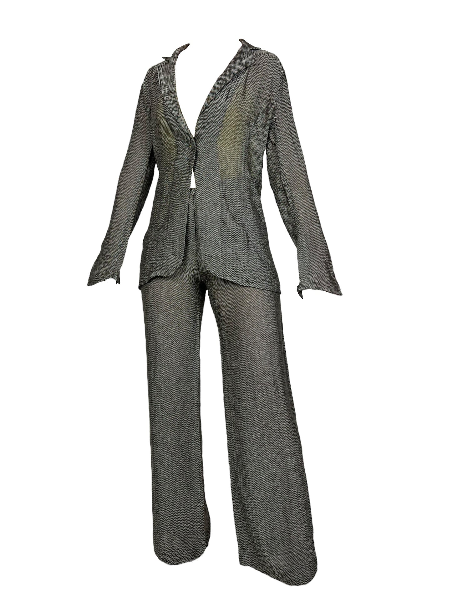 Emporio Armani 1990s herringbone trouser suit