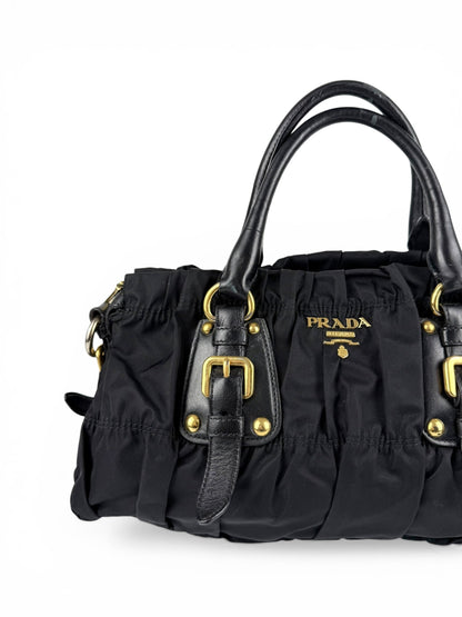 2010s Prada Nylon Tessuto Gaufre Black Handbag | O/S, Black