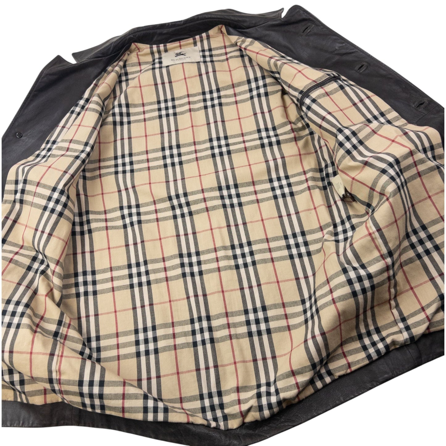Vintage Burberry Nova Check Lined Leather Jacket Size M | Medium, Brown