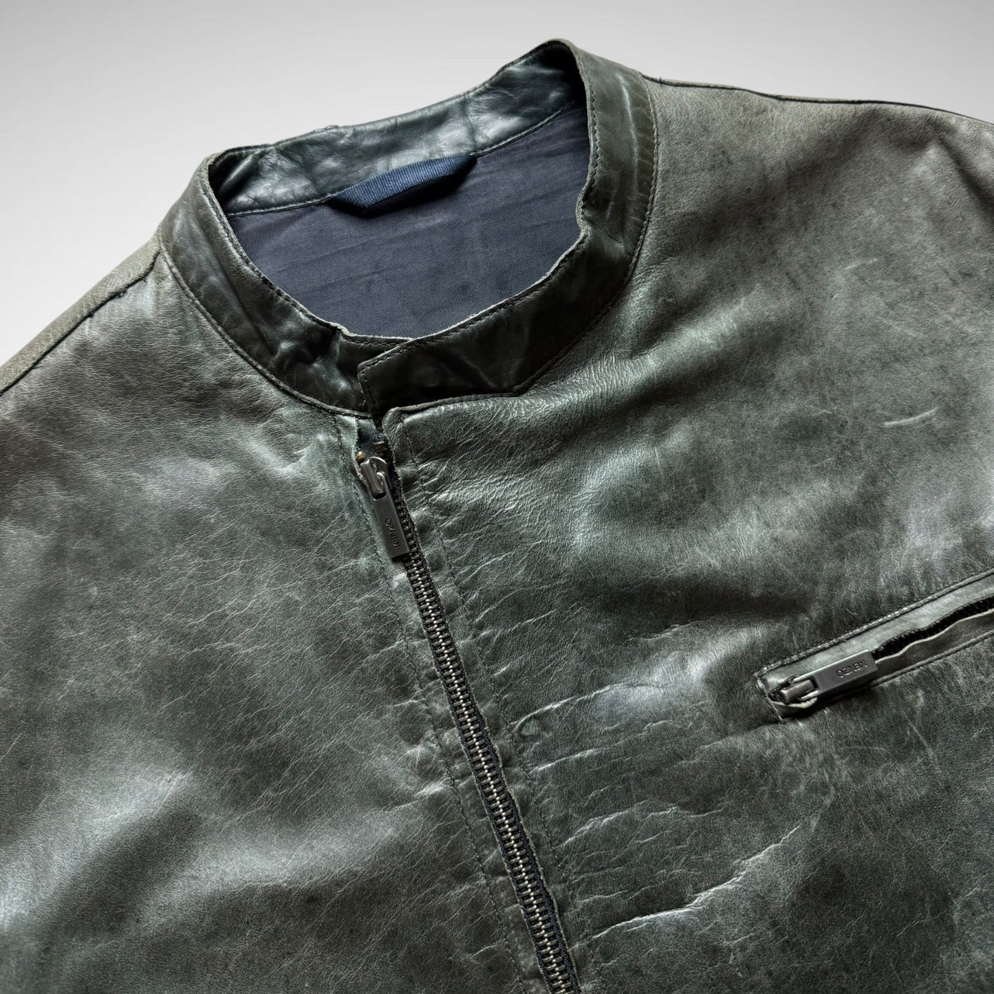 Kenzo Asymmetrical Zip Leather Jacket (1999-2003)