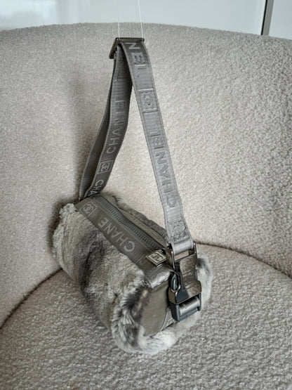 Vintage 2005/2006 Chanel Sport Lapin Fur Mini Duffle Shoulder Bag | O/S, Grey