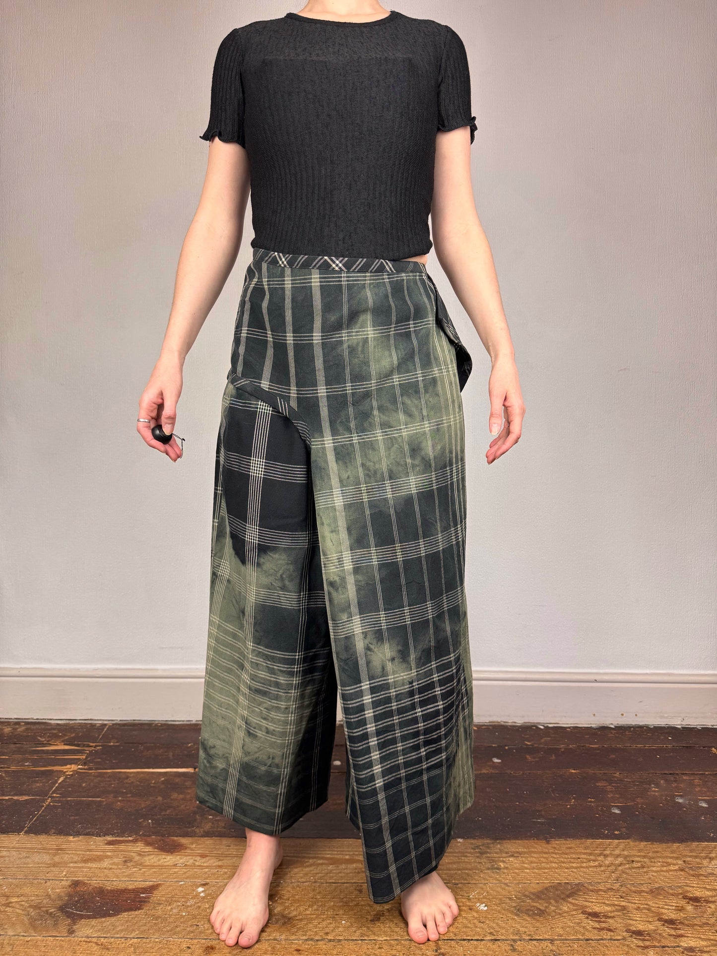 Comme des Garçons S/S 1992 check tie dye wrap trousers | Green, Green