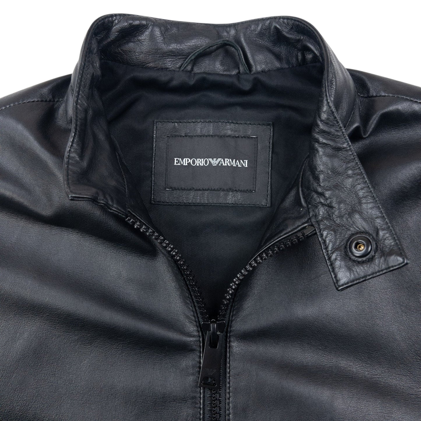 Emporio Armani Lamb Leather Zip Up Leather Jacket Size S