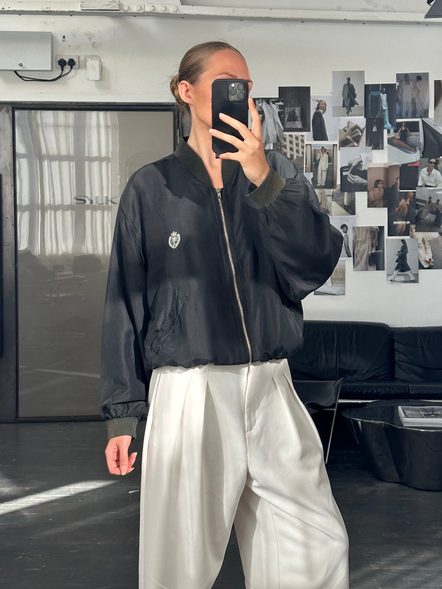 Vintage 1990s Pure Silk Bomber Jacket - M/L