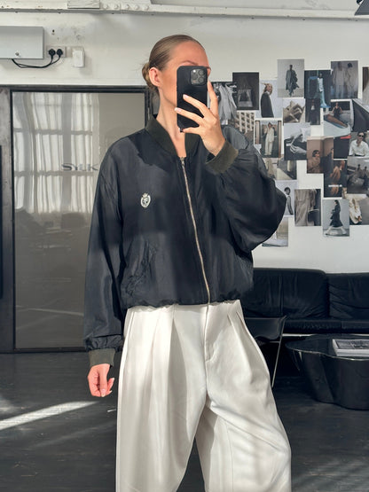 Vintage 1990s Pure Silk Bomber Jacket - M/L