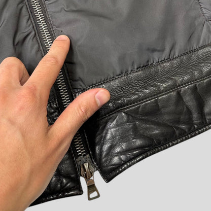 Prada Sport 00’s Leather + Nylon 3D Panelled Puffer Jacket - M/L