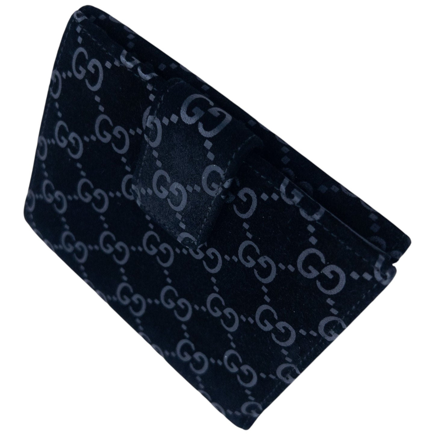 Vintage 2000s Gucci Monogram Suede Wallet | O/S, Black