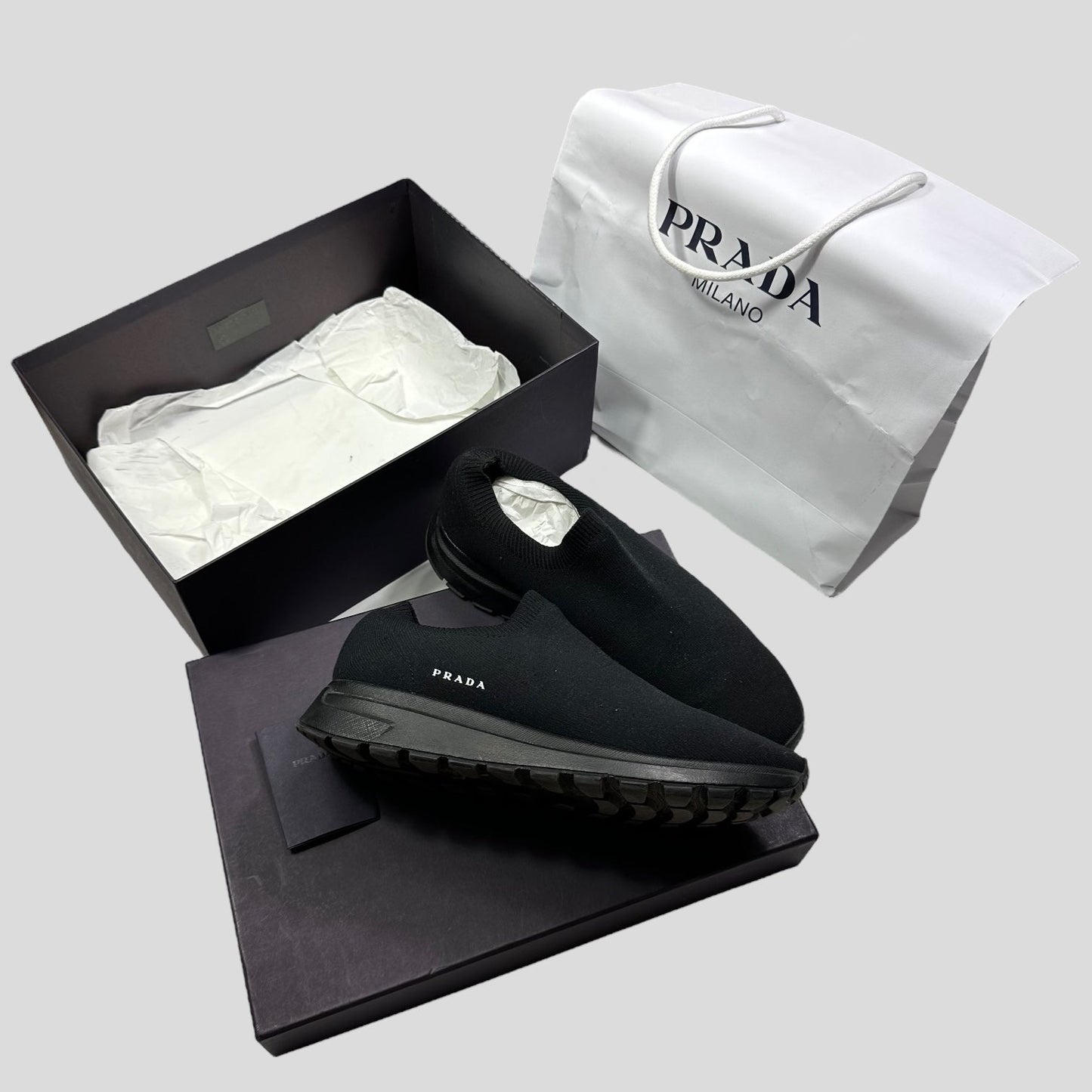Prada 2019 Knit Fabric Sock Trainer - UK8