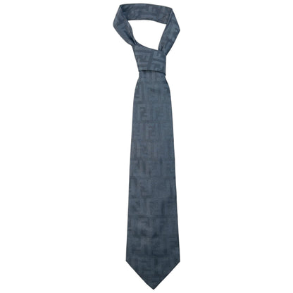 Vintage 2000s Fendi Iridescent Monogram Silk Tie | O/S, Grey