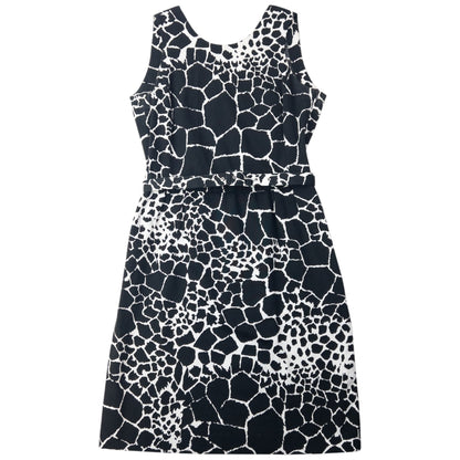 Vintage 80s YSL Yves Saint Laurent Giraffe Print Belt Waist Dress Womens Size L | Large, Black