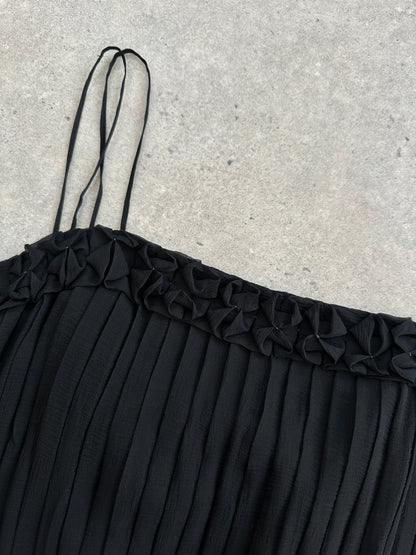 Italian Vintage Pleated Midi Dress - M