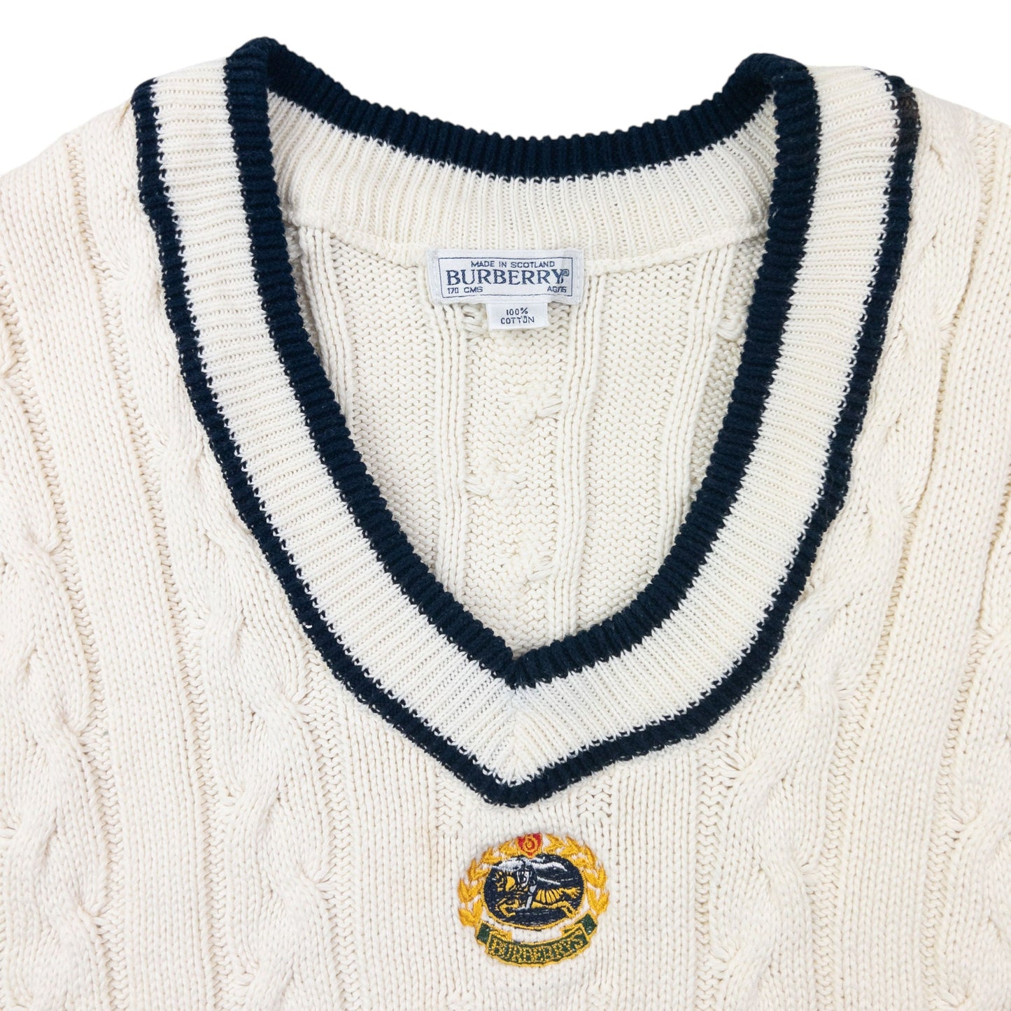Vintage 90s Burberry Cable Knit Sweater Vest Size S