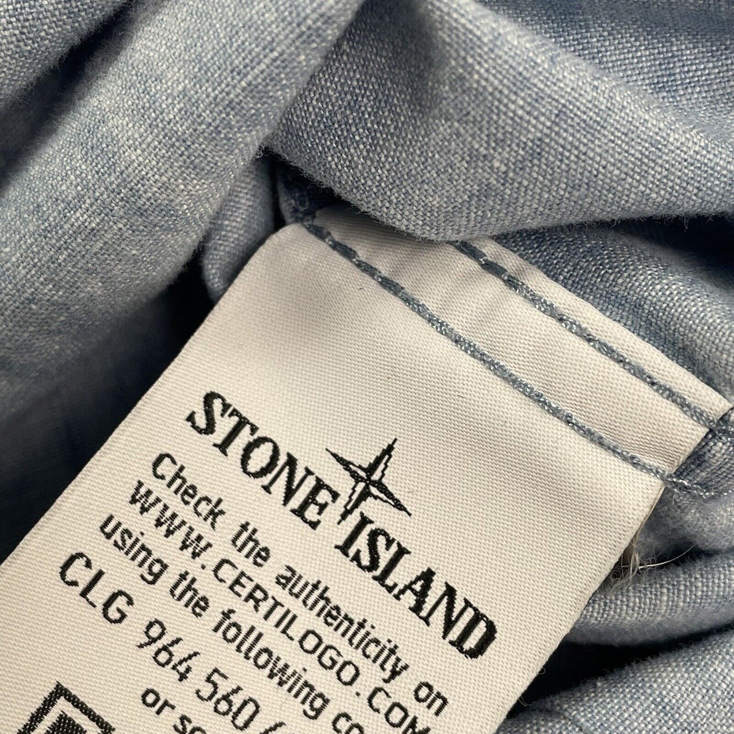 Stone Island Denim Chambray Shirt, Size XL | Stone Island, Blue