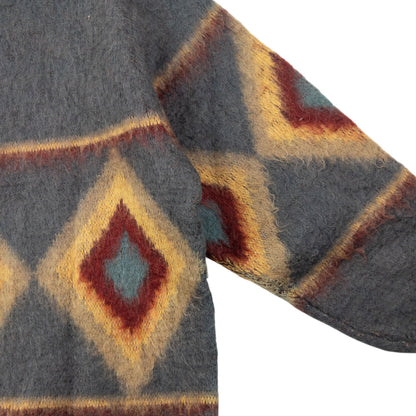 Vintage 70s YSL Yves Saint Laurent Wool Jumper Size S | Small, Grey, Red, Yellow