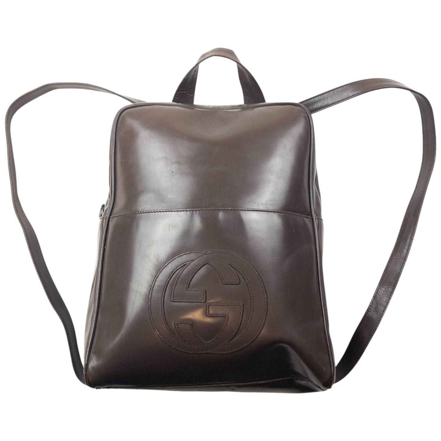 Vintage 90s Gucci Patent Leather Backpack | O/S, Brown