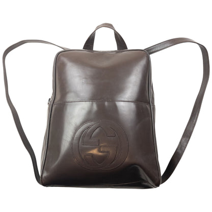 Vintage 90s Gucci Patent Leather Backpack | O/S, Brown