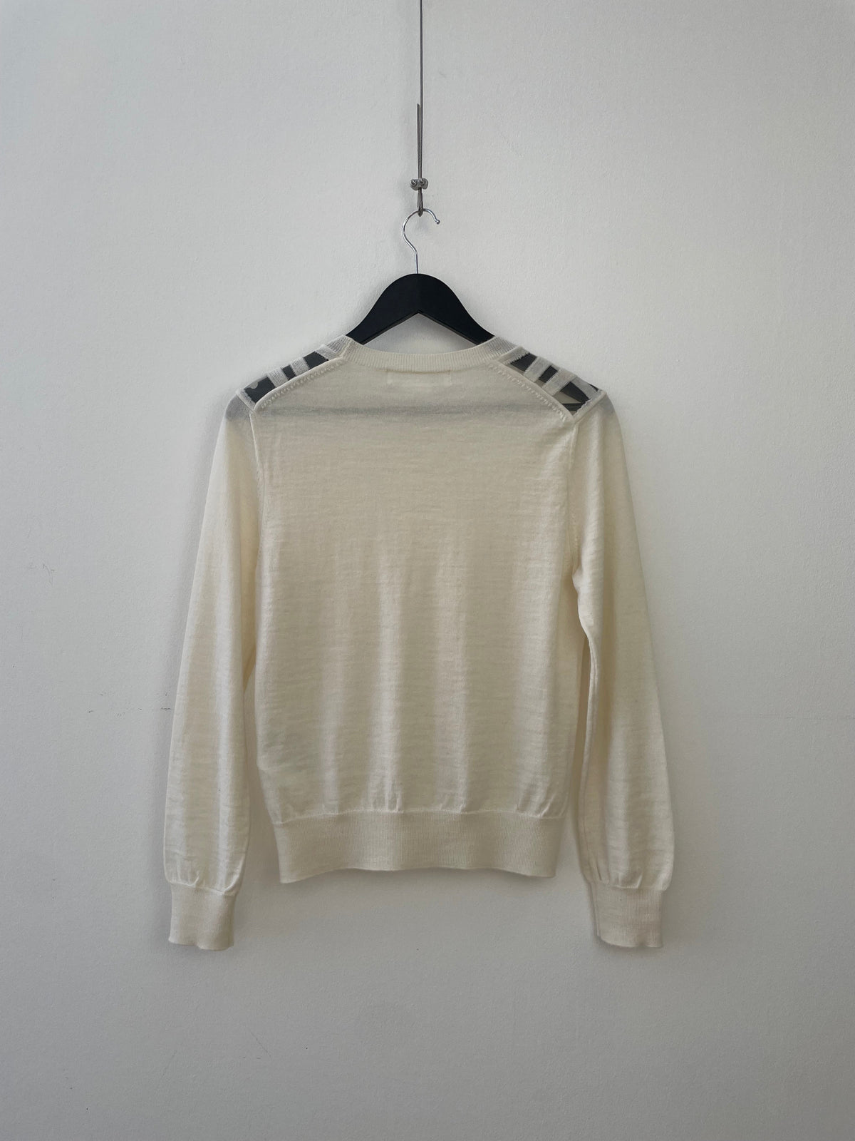 Comme Des Garçons Cream Transparent Grid Jumper | Medium, Cream