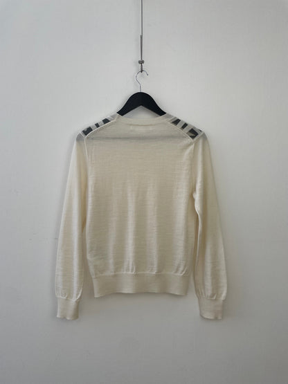 Comme Des Garçons Cream Transparent Grid Jumper | Medium, Cream
