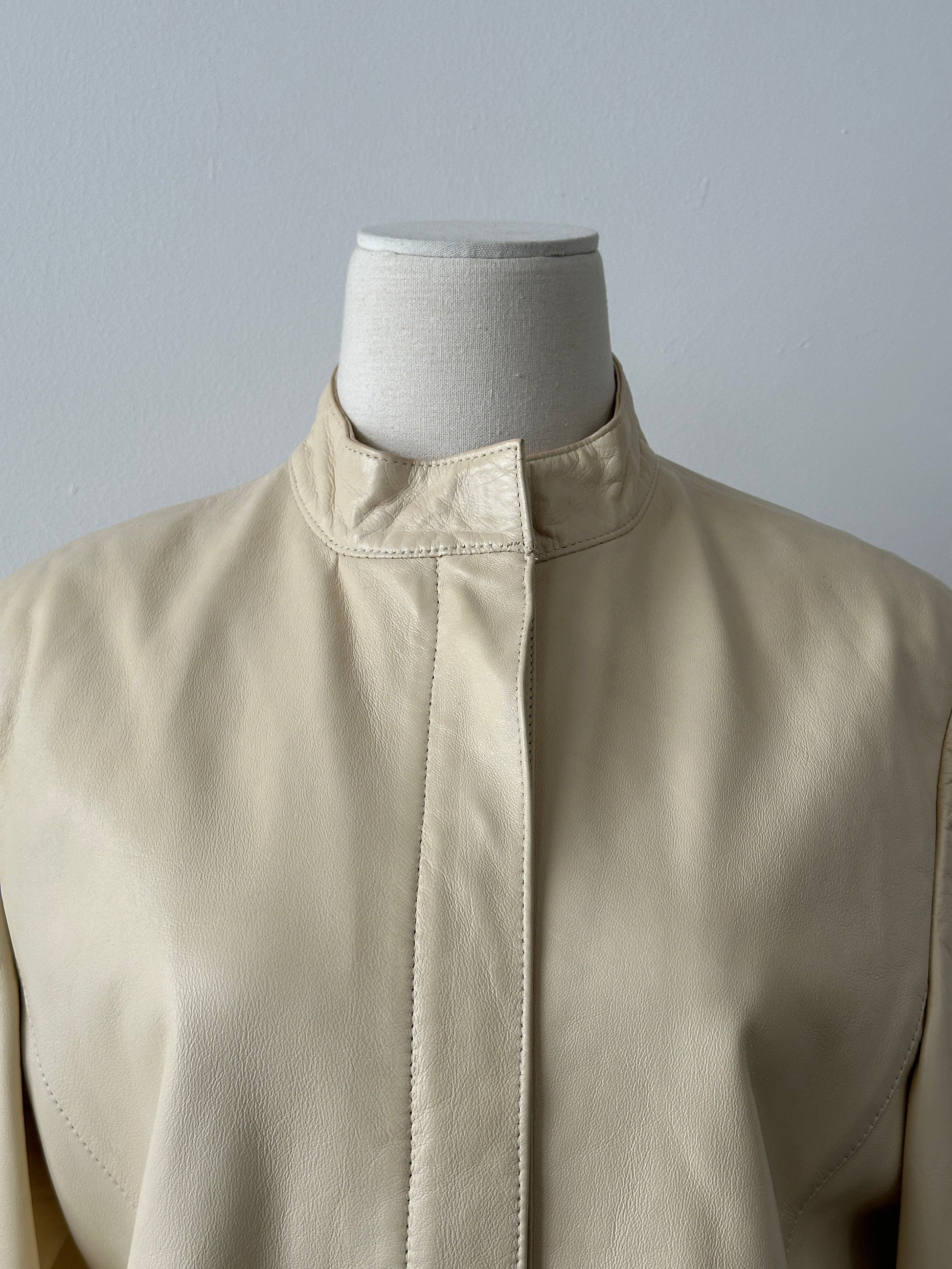 Vintage 1990s Concealed Placket Leather Jacket - M