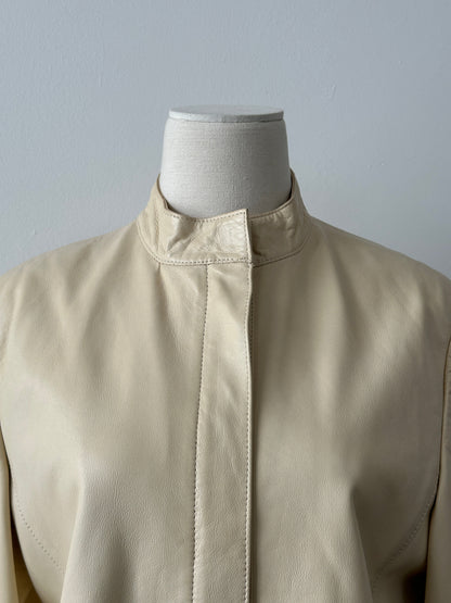 Vintage 1990s Concealed Placket Leather Jacket - M