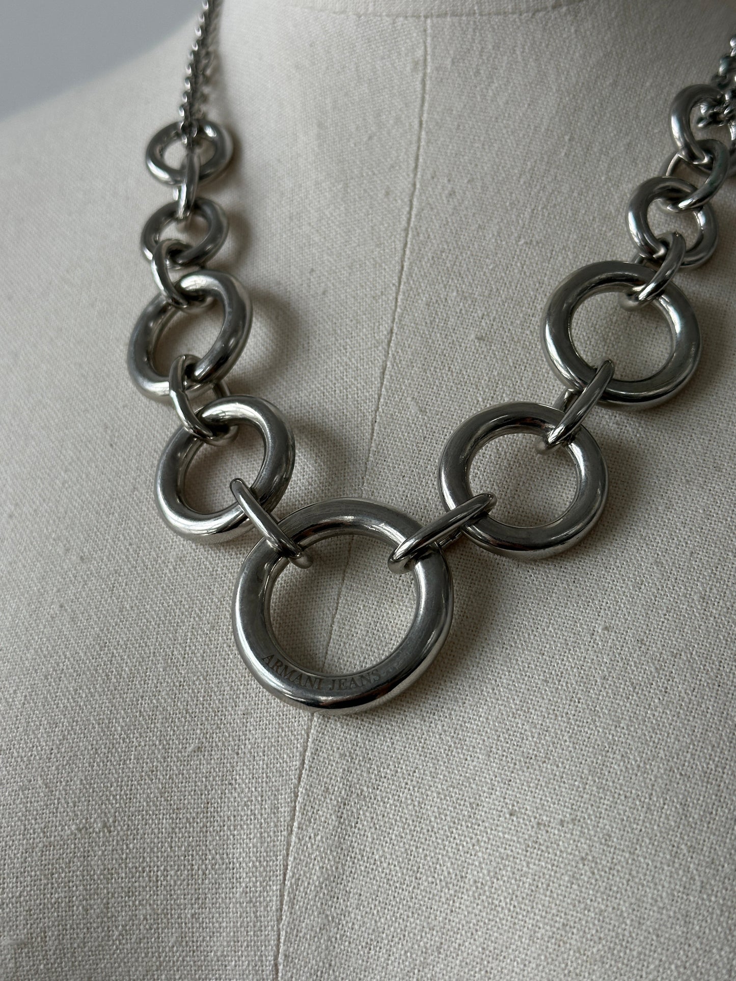 Armani Jeans 2000s Chain Link Logo Necklace
