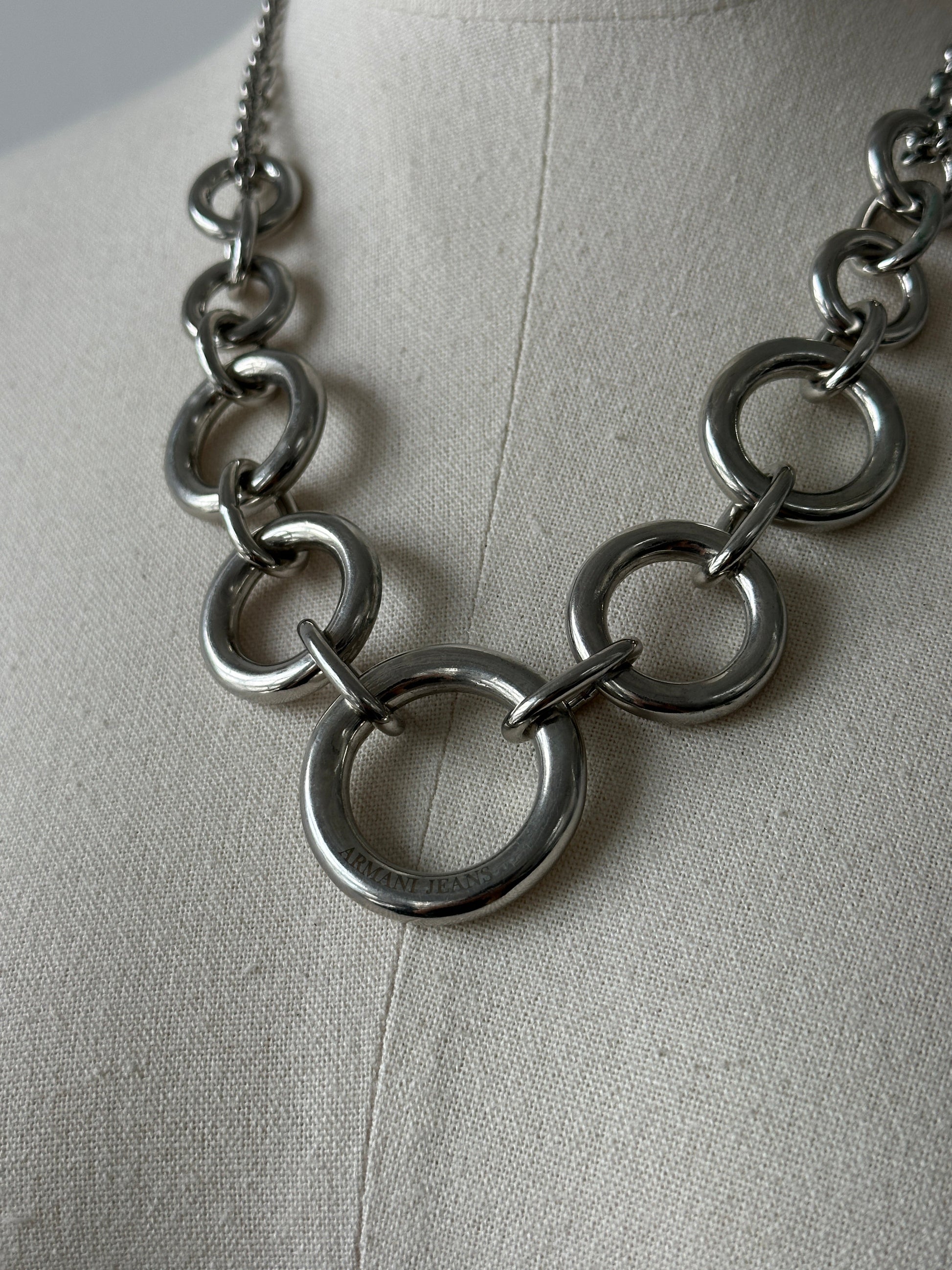 Armani Jeans 2000s Chain Link Logo Necklace