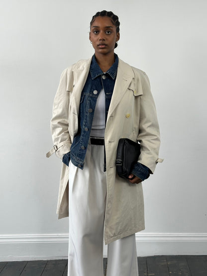 Burberry 1990s Cotton Double Breasted Trench Coat - M/L