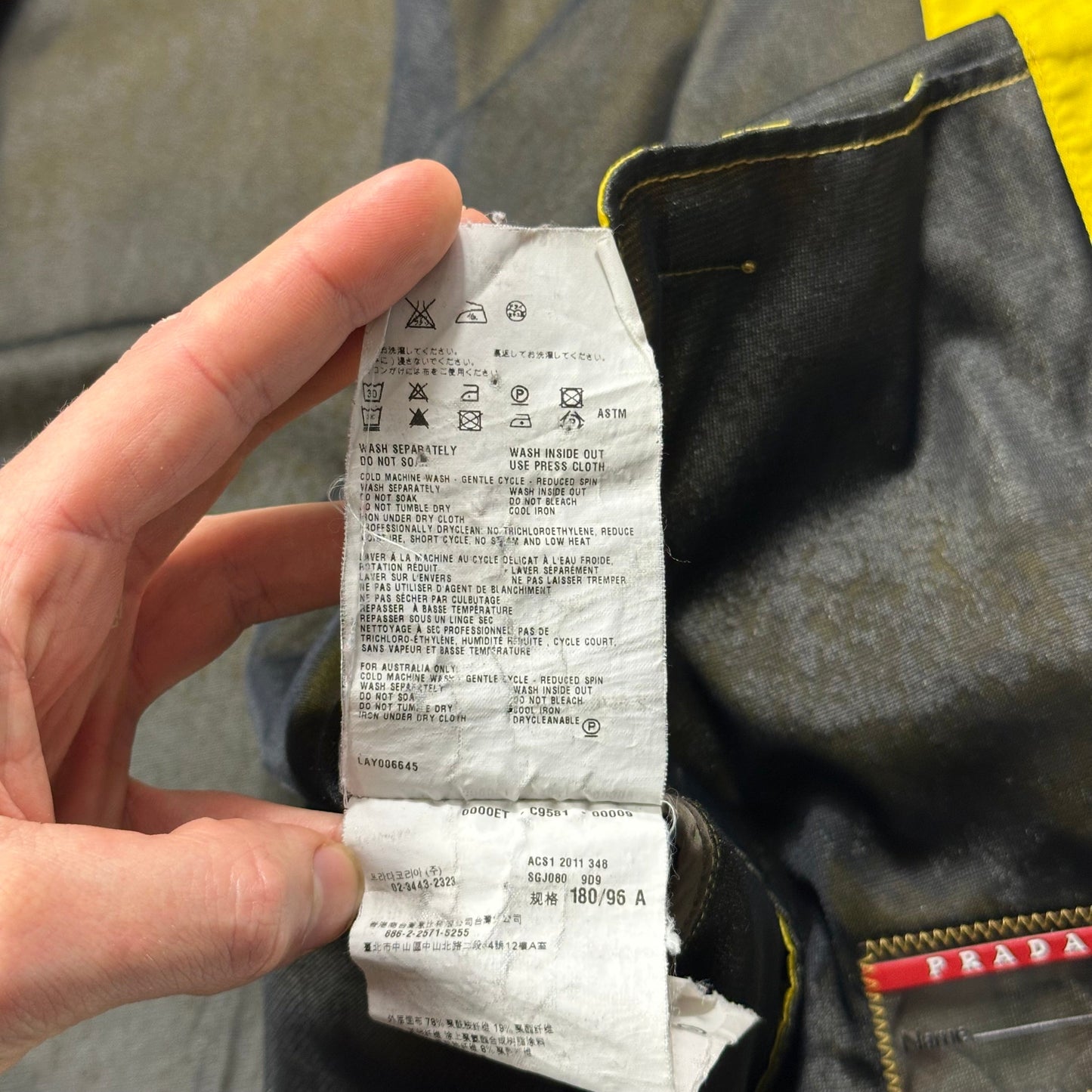 Prada Sport 2011 Acid Yellow Red Tab Nylon Striped Track Jacket - IT48 (M)