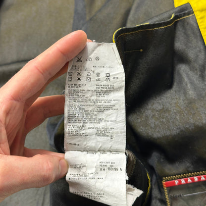 Prada Sport 2011 Acid Yellow Red Tab Nylon Striped Track Jacket - IT48 (M)