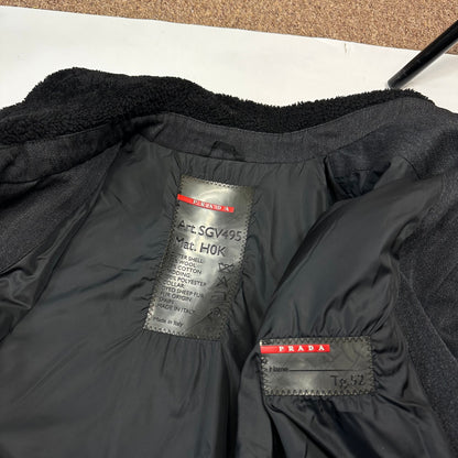 Prada Sport 00’s Technical Wool Sherpa Collar Overcoat - L | Default Title, Grey