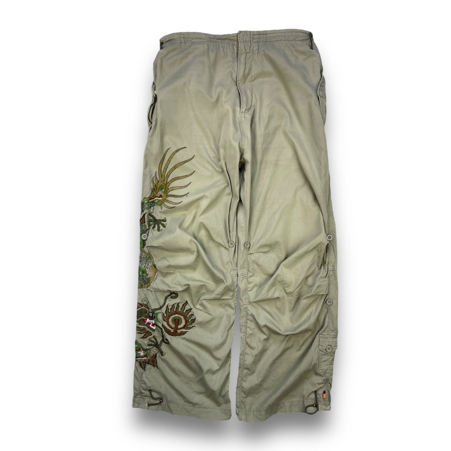2002 Maharishi Embroidered Dragon Snopants (L) | Default Title, Red