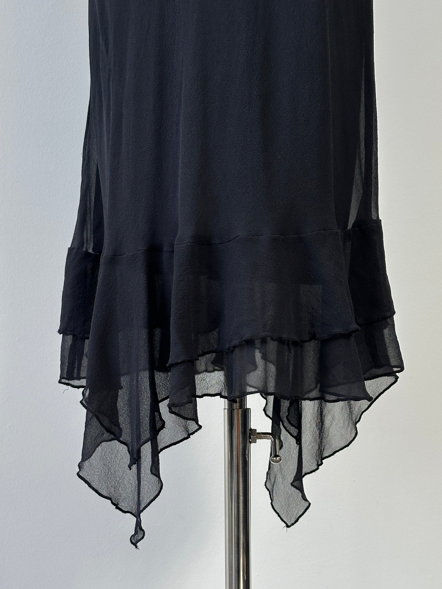 Vintage 2000s Pure Silk Handkerchief Hem Midi Maxi Dress - L