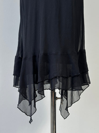 Vintage 2000s Pure Silk Handkerchief Hem Midi Maxi Dress - L