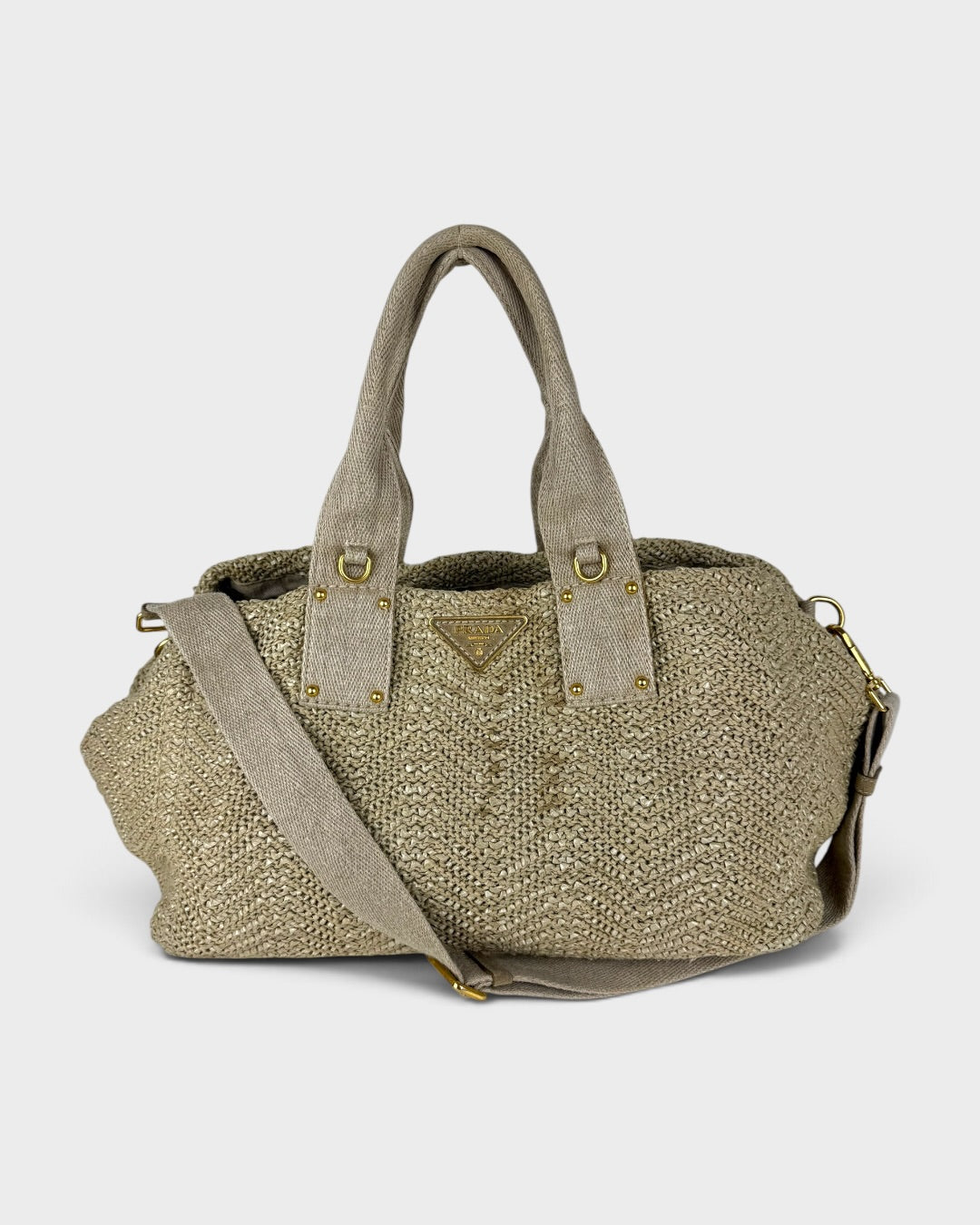 2000s Prada Raffia Woven 2Way Handbag | O/S, Multicoloured