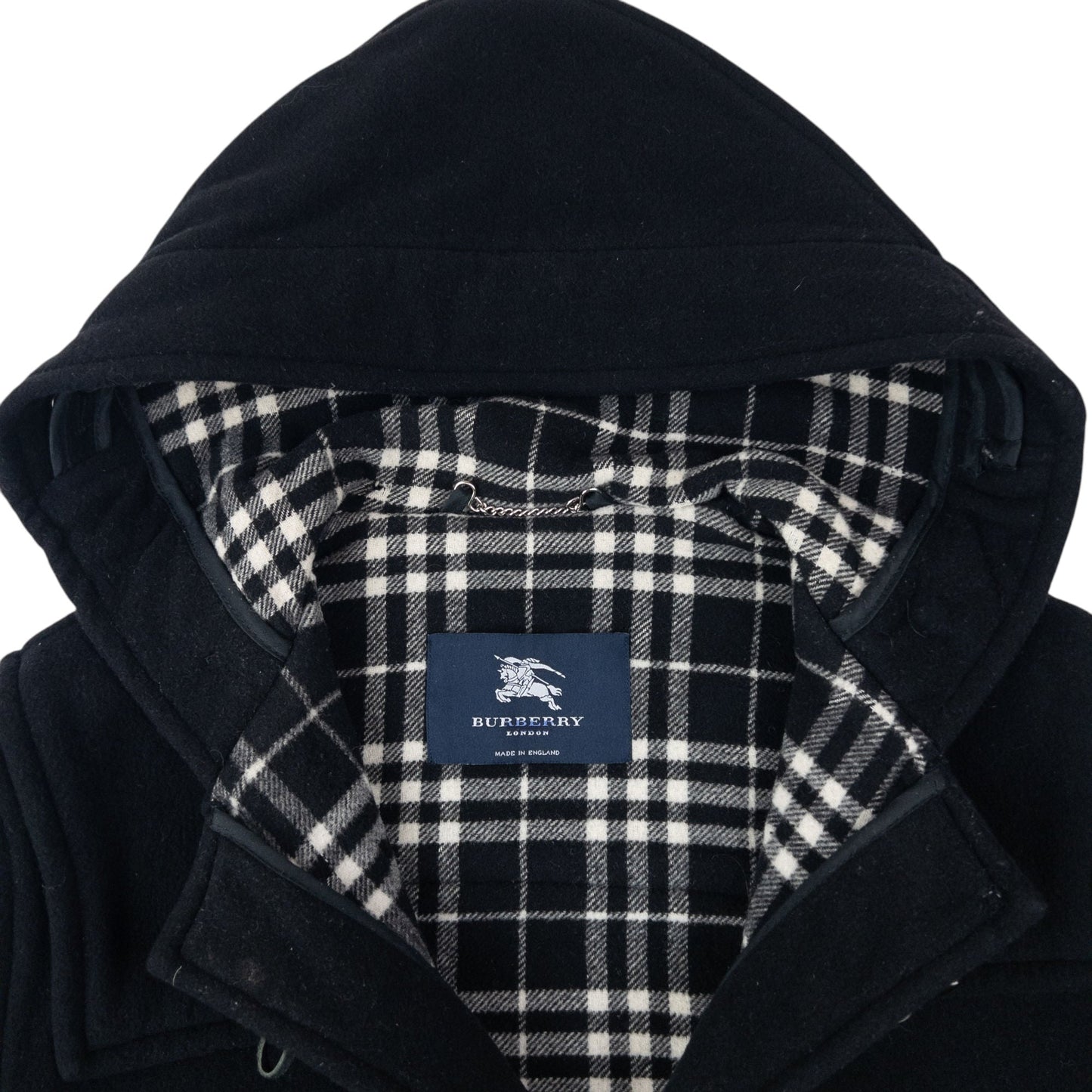 Vintage 2000s Burberry Nova Check Lined Wool Duffle Jacket Size M | O/S, Black
