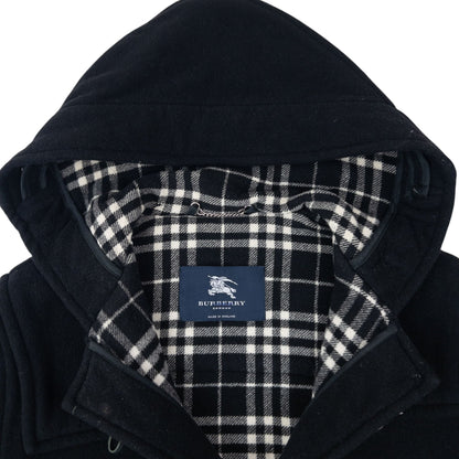 Vintage 2000s Burberry Nova Check Lined Wool Duffle Jacket Size M | O/S, Black
