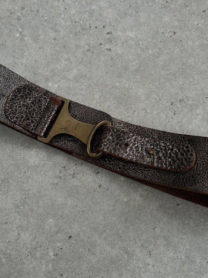 Italian Vintage 1990s Distressed Metallic Leather Belt - W32