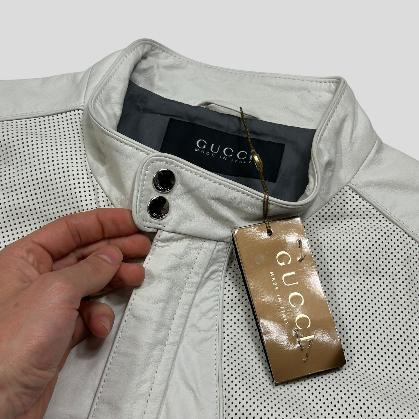Gucci 2010 Nappa Leather Café Racer Perforated Panelled Biker Jacket - IT52 (M) | Default Title, Red
