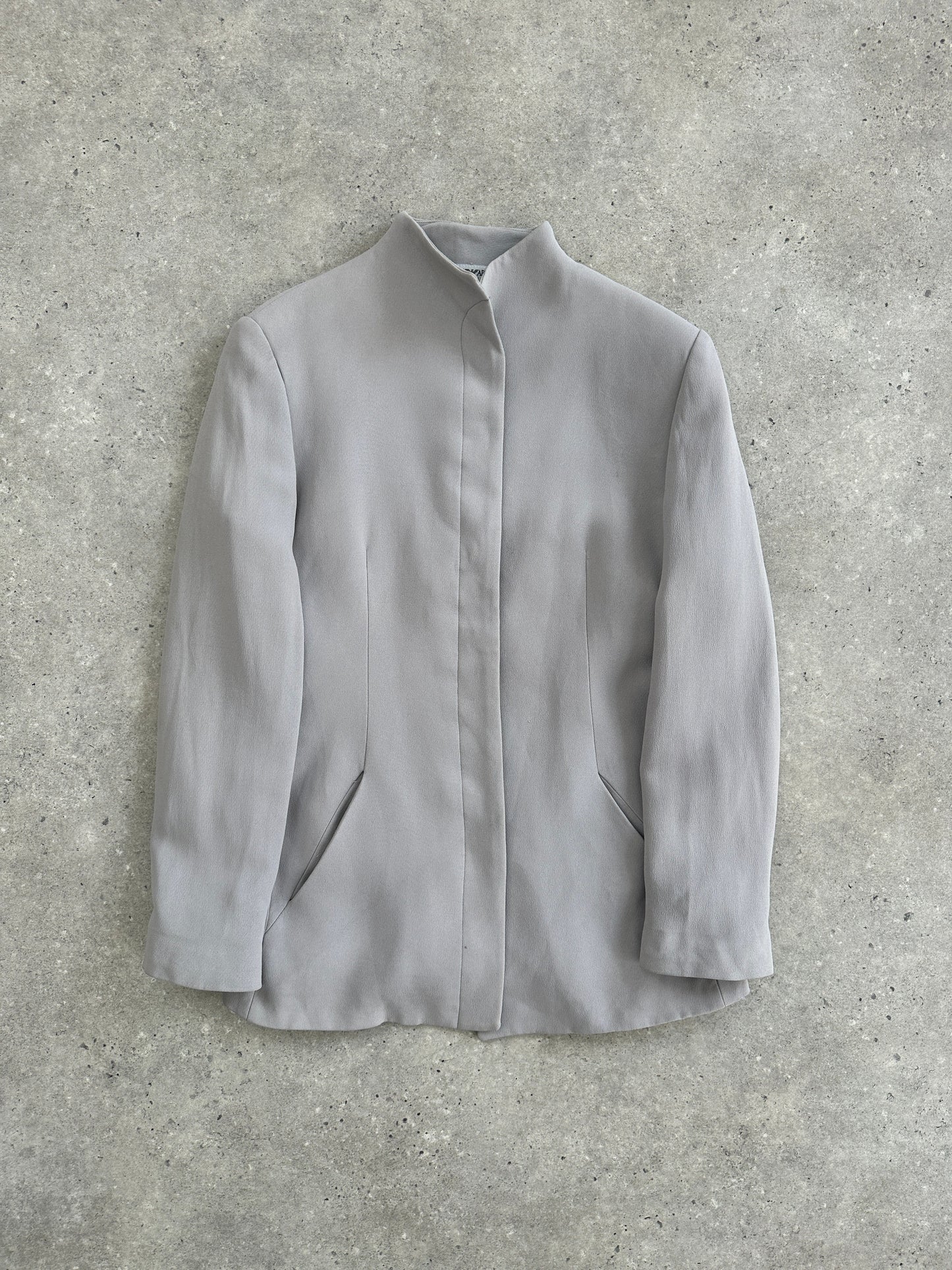 Emporio Armani High Neck Fitted Minimal Blazer Jacket - S/M