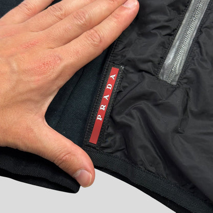 Prada 2017 Red Tab Nylon Panelled Hoodie Jacket - XXL (L)