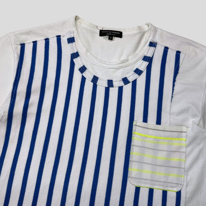 Comme Des Garçons Homme 2009 Striped Appliqué Pocket T-shirt - S | Default Title, White