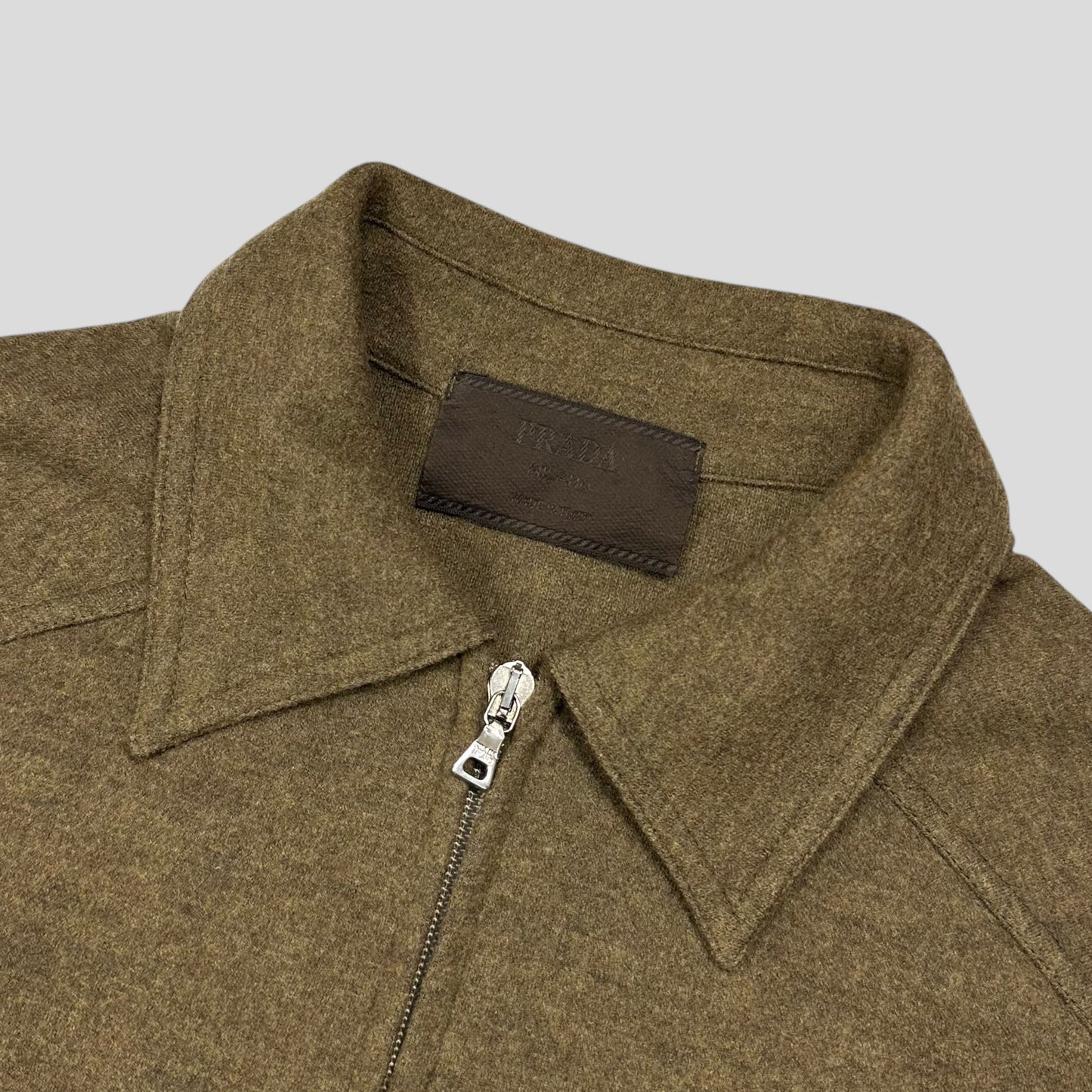 Prada Milano FW98 Heather Green Wool Zip-up Work Jacket - M | Default Title, Green