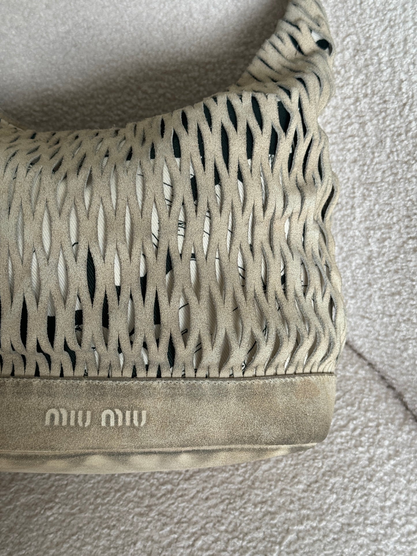 90s Miu Miu Suede Lattice Hobo Bag | O/S, Multicoloured