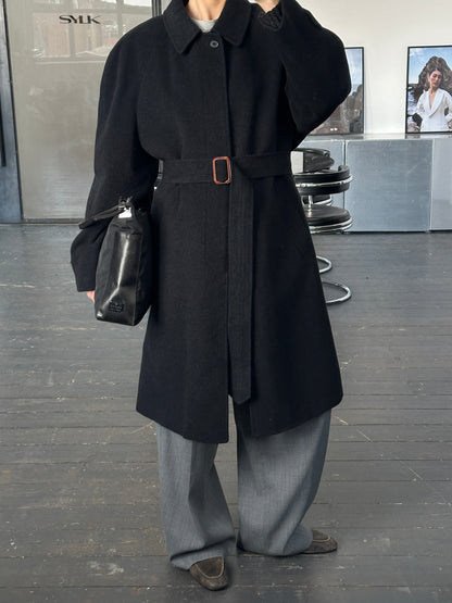Italian Vintage 1990s Wool Cashmere Belted Coat - XXL